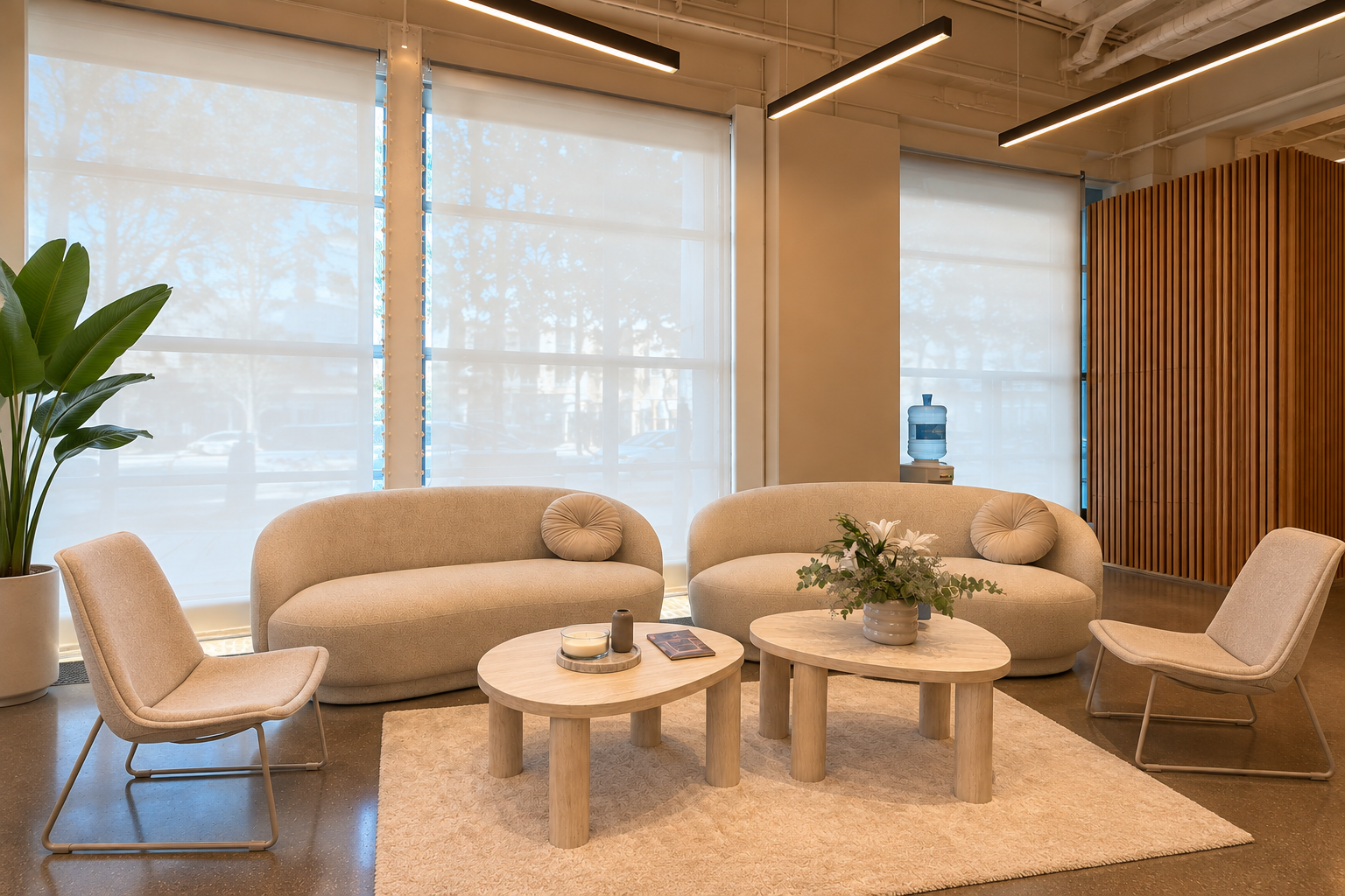 Espacio de bienvenida de Áurea Clinic en Madrid